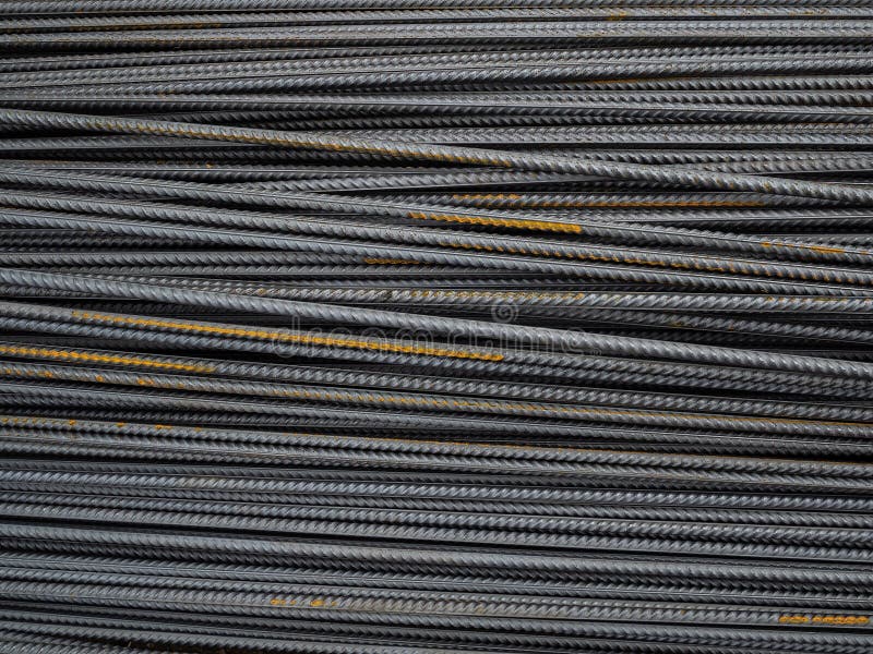 Metal Steel Bars for Concrete Reinforcement. Rusty Metal Bars Stock