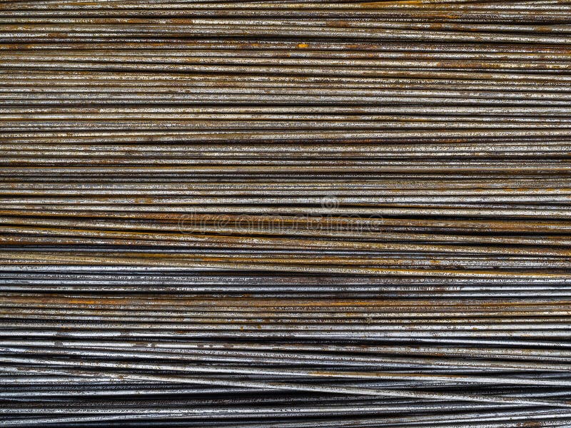 Metal Steel Bars for Concrete Reinforcement. Rusty Metal Bars Stock