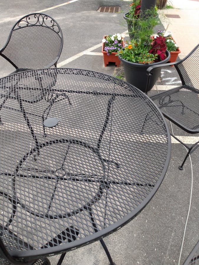 Metal Table and Chairs Outside Stock Photo Image of metal, table