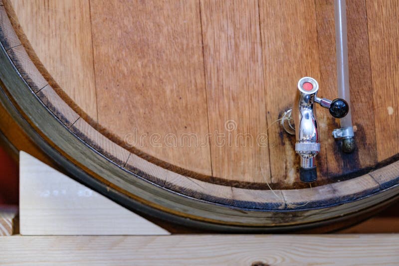 Metal Tap on a Wooden Wine Barrel Stock Image Image of drunk, storage