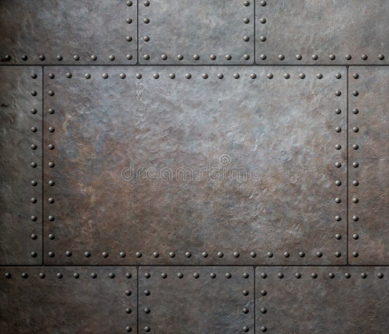 Metal texture with rivets as steam punk background