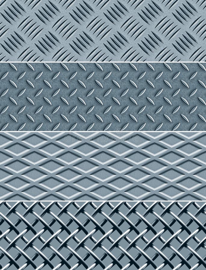 Four metal textures — seamless vector patterns. Smooth grooves vectors