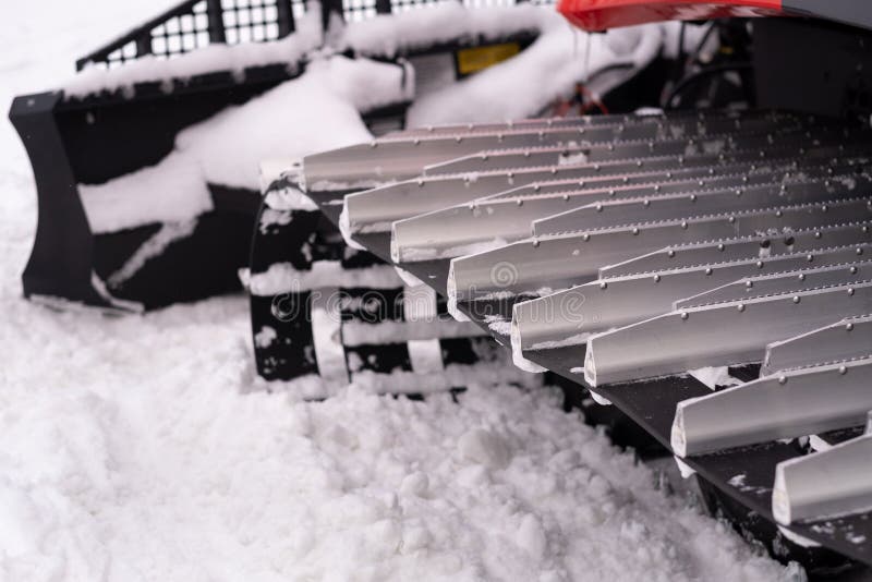 Metal Tracks of a Snowplow Car in Winter in the Snow Stock Image Image of snowy, cold 239694857