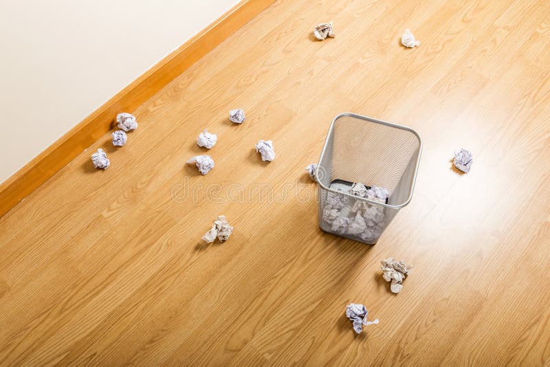 Metal Trash Bin and Crumpled Paper Ball Stock Image Image of environment, disposal 36425611