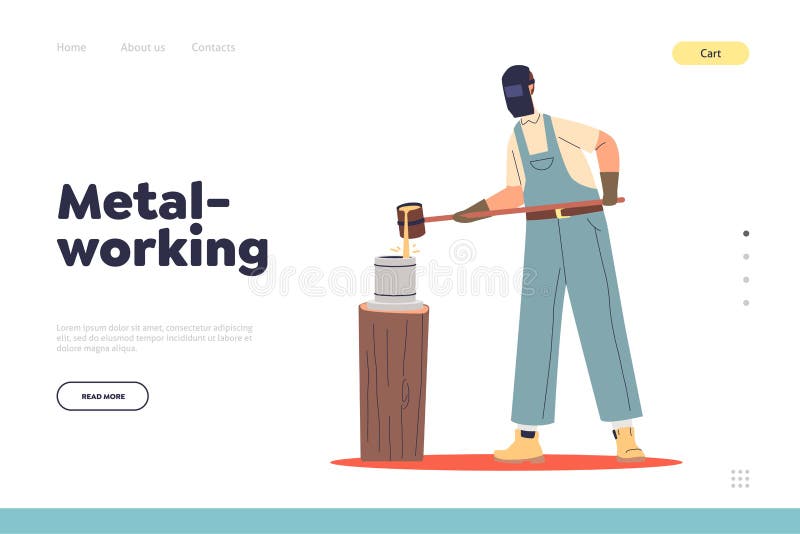 Metal Working Concept Of Landing Page With Blacksmith Casting Mold metal-working-concept-of-landing-page-with-blacksmith-casting-mold
