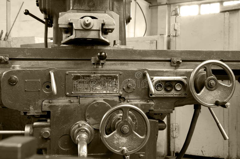 Metal working machine stock photo. Image of sepia, restoration 18398486
