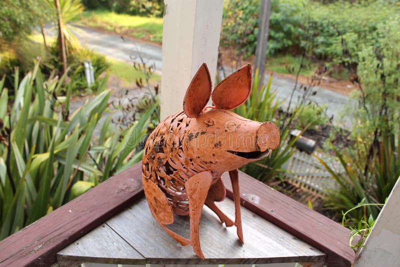 Metal Yard Art Pig stock photo. Image of steel, shape 40479704