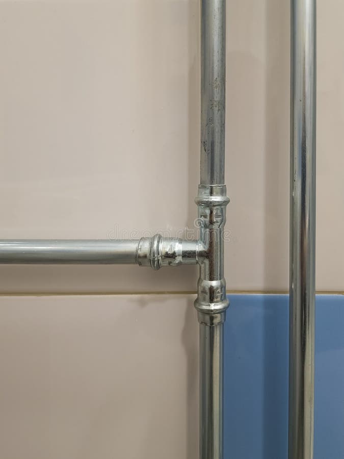 Metalic Water Pipes in the Bathroom Stock Photo Image of power, metal
