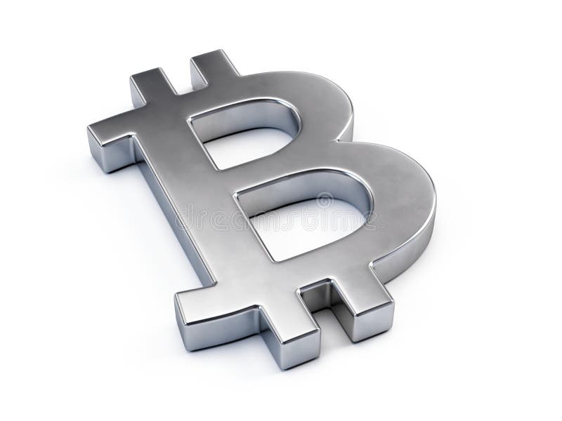 Metall bitcoin sign isolated on white. Mining cryptocurrency concept vector illustration