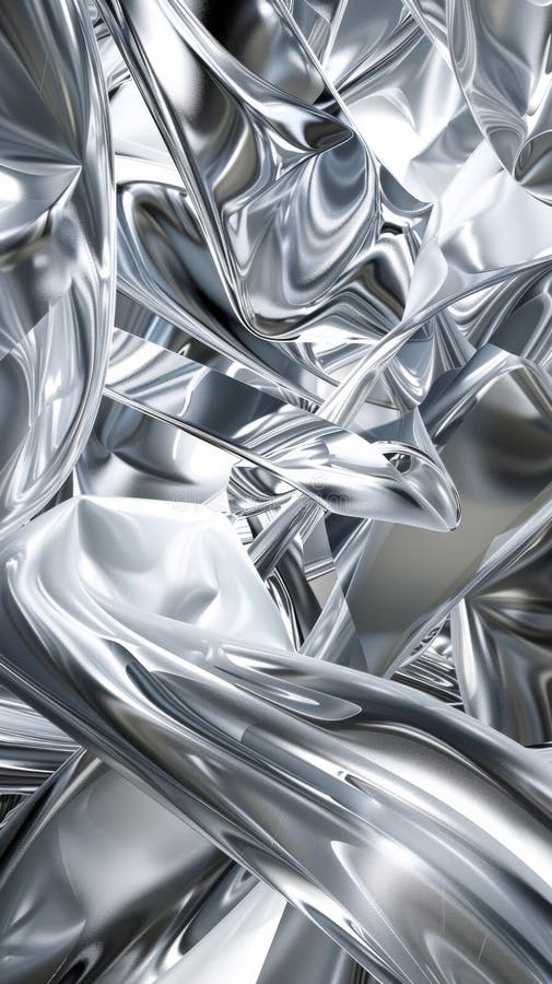 A metallic background with a lot of shiny silver objects, AI.