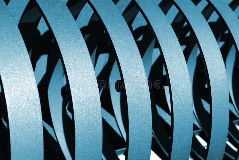 Abstract background of bended blue metallic bands