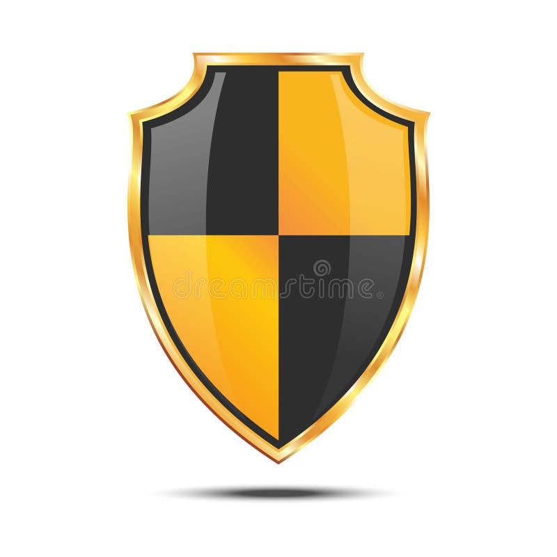 Glossy Black And Yellow Shield Stock Vector Illustration of heraldic
