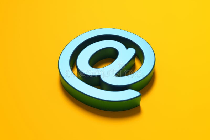 Metallic blue email at symbol on yellow background royalty free illustration