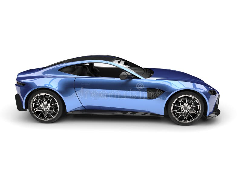 Metallic blue modern sports car - side view