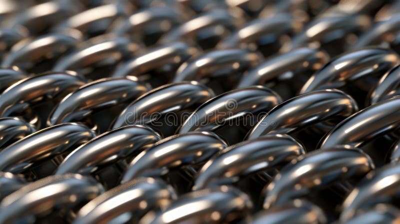 Textură de șenilă metalică, închizând inele strălucitoare și de blocare, ideale pentru utilizări industriale și de proiectare stock photo