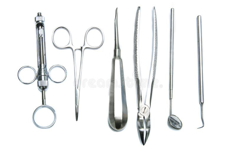 Metallic Dentist Tools Close Up Stock Photo Image of dental, hook