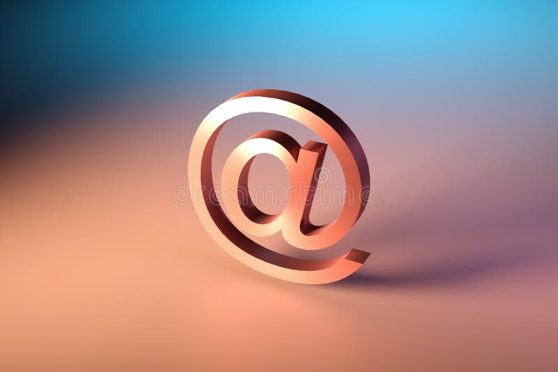 Metallic email at symbol on pastel multi colored background vector illustration