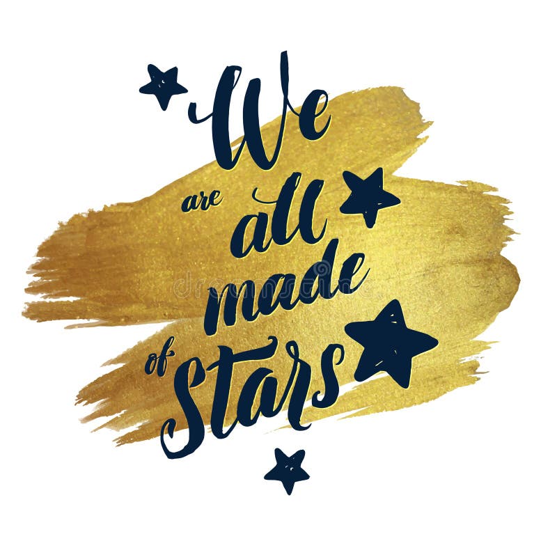 Metallic Foil Shining Calligraphy Poster. Vector Gold Print Paint Stain