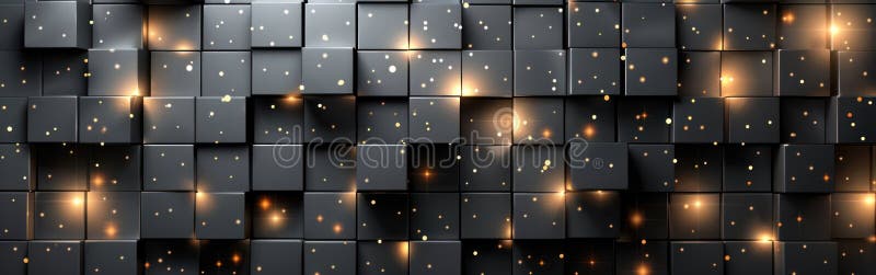 Metallic Geometric Texture with Glowing Lights on Black Background vector illustration