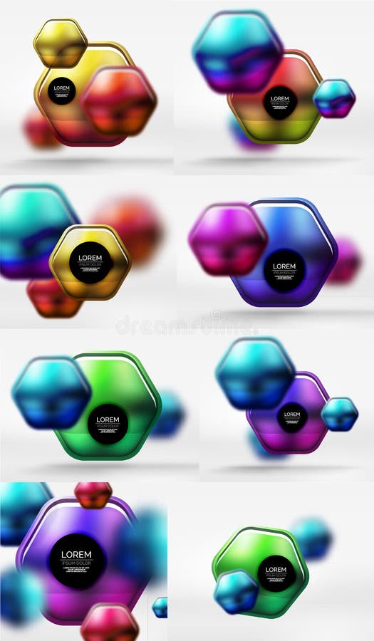 Metallic glossy color abstract shapes, vector banner layouts, buttons. Mega collection royalty free illustration Metallic glossy color abstract shapes, vector banner layouts, buttons. Mega collection royalty free illustration