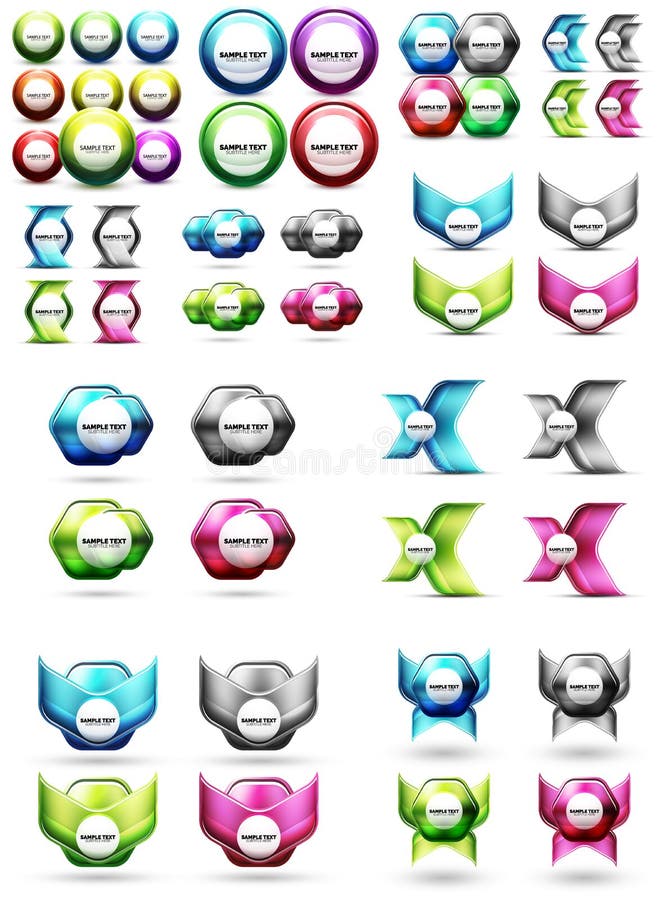 Metallic glossy color abstract shapes, vector banner layouts, buttons royalty free illustration Metallic glossy color abstract shapes, vector banner layouts, buttons royalty free illustration