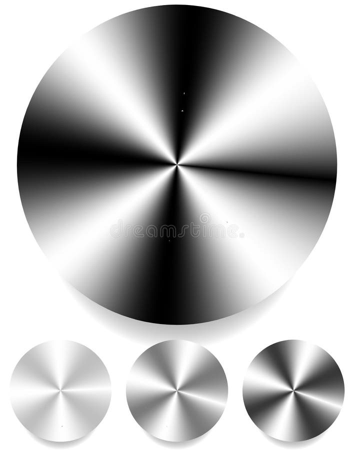 Metallic monochrome circle plates, sheets. 4 level of brightness