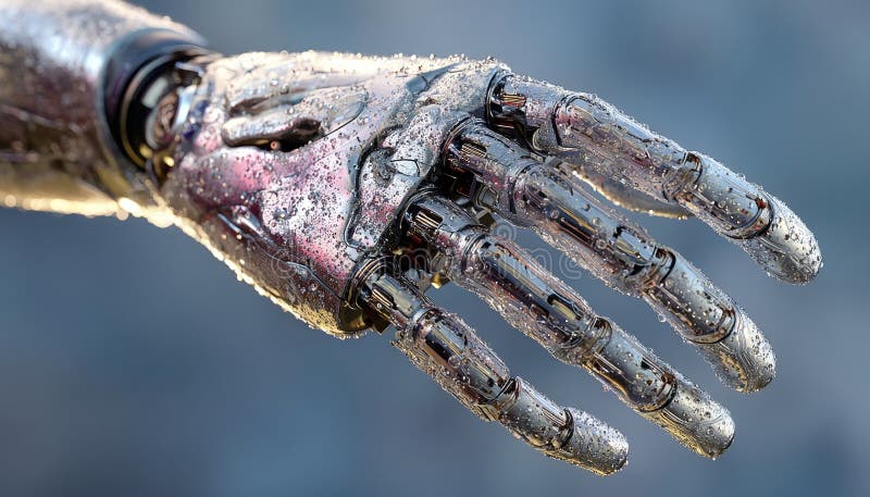 Metallic Robot Hand Extended, Showcase of Emerging Technology and Innovation, 3D Render. vector illustration