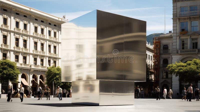 Metallic silver square stock illustration