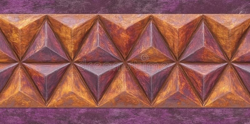 This metallic wall boasts a triangle polygon background that incorporates a modern geometric design stock photography