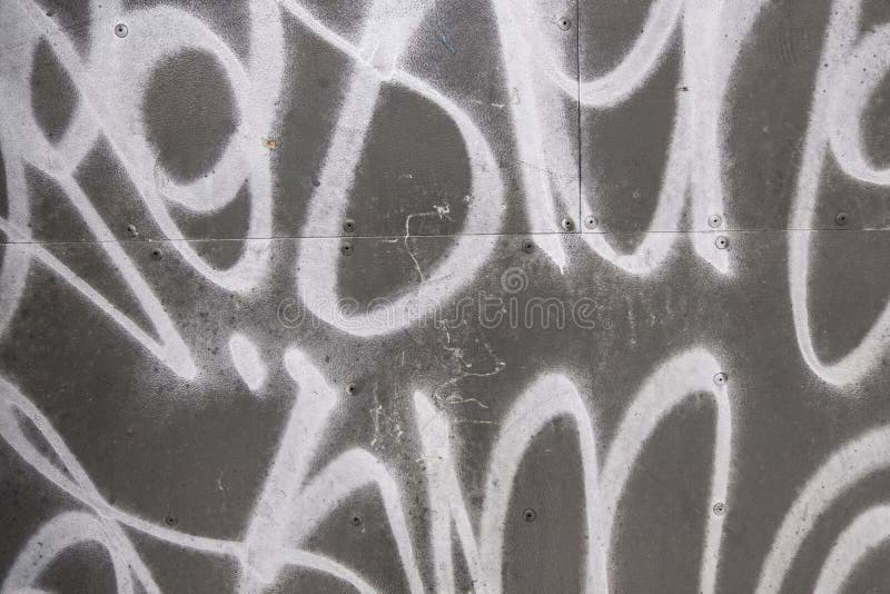 Metallic Wall with Screws and White Graffiti. Stock Image - Image of ...