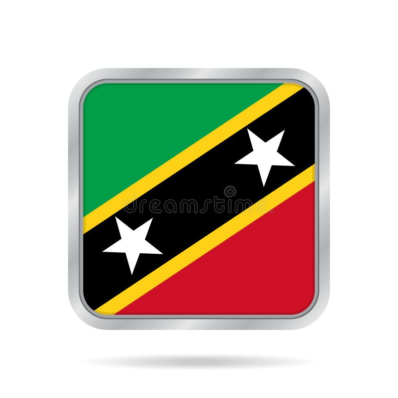 Metallisk fyrkantig flagga av helgonet Kitts och Nevis vektor illustrationer Metallisk fyrkantig flagga av helgonet Kitts och Nevis vektor illustrationer