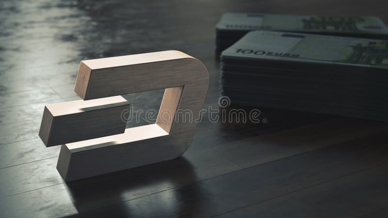 Metalliskt symbol för streckcryptocurrency illustration 3d. Streckcryptocurrency r r illustration 3d