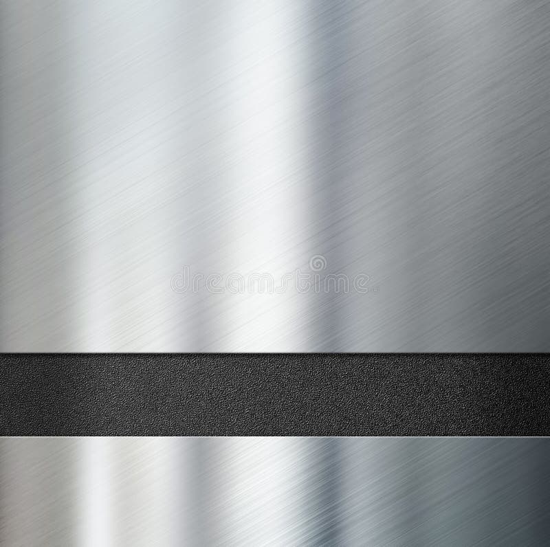 Metallplatten über schwarzer Plastikillustration des hintergrundes 3d stock abbildung