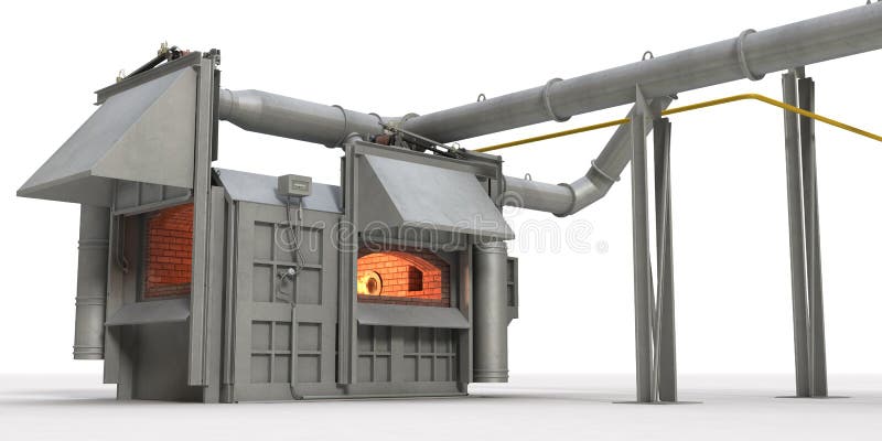 Metallschmelzender Ofen auf weißem Hintergrund stock abbildung Metallschmelzender Ofen auf weißem Hintergrund stock abbildung