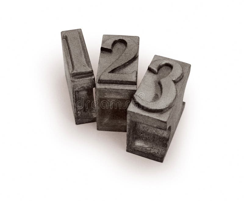 Metalltypografische Zeichen. stockfoto