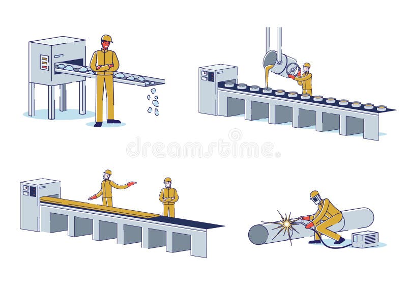 Metallurgical Industry Concept. Characters Work at Metallurgical Plant  Melting Steel, Control Processes Stock Vector - Illustration of  engineering, manufacturing: 182157961