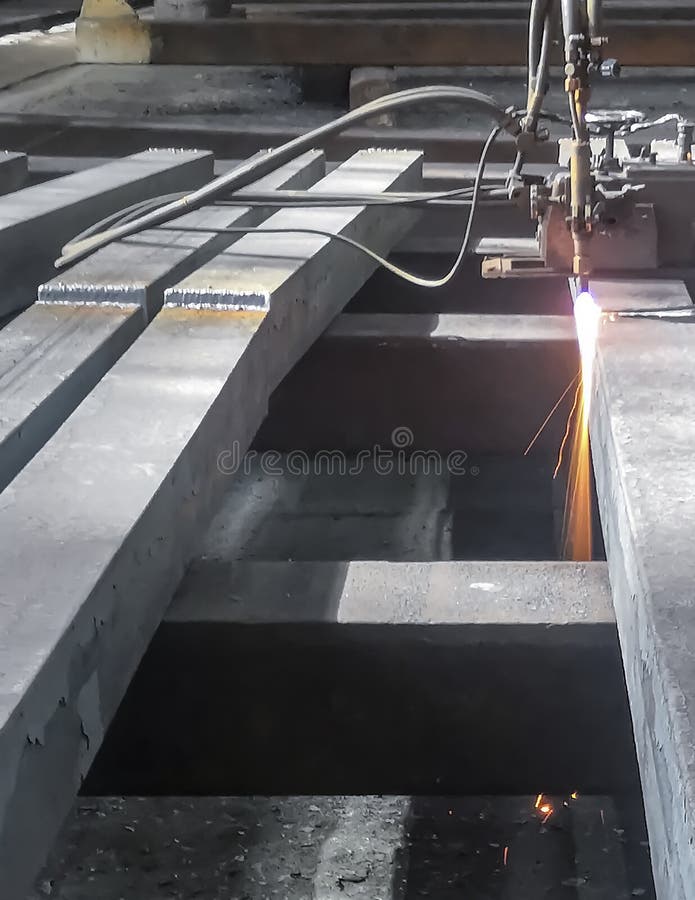 Metallurgical Plant Metal Processing. Cutting a Square before