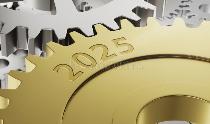 Metallväxlar med 2025 3d-återgivning vektor illustrationer