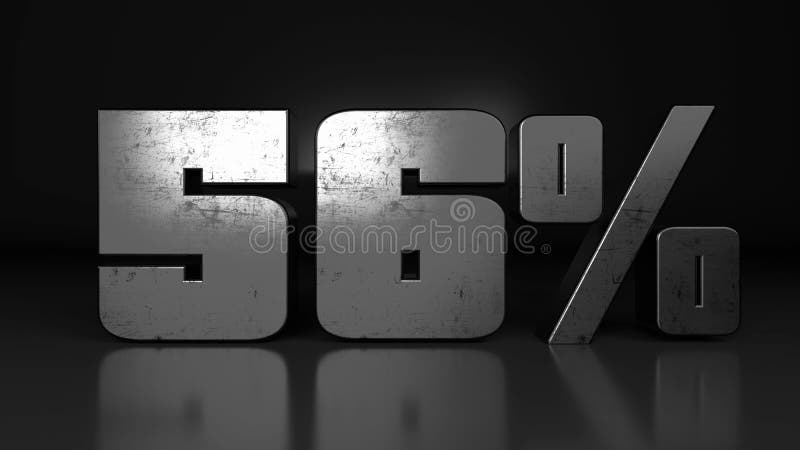 56 Metallzeichen für Business und Promotion Rabatt Werbung 3D Darstellung. digital