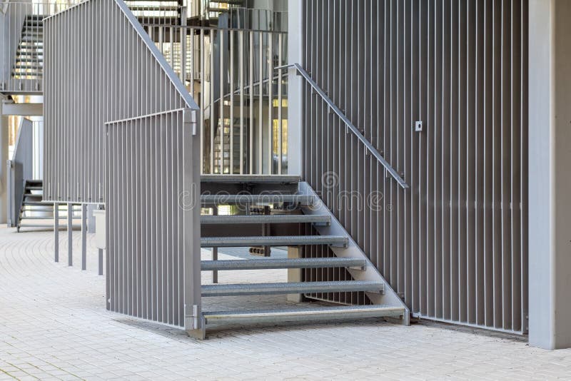 metal stairs on a metal building. metal stairs on a metal building