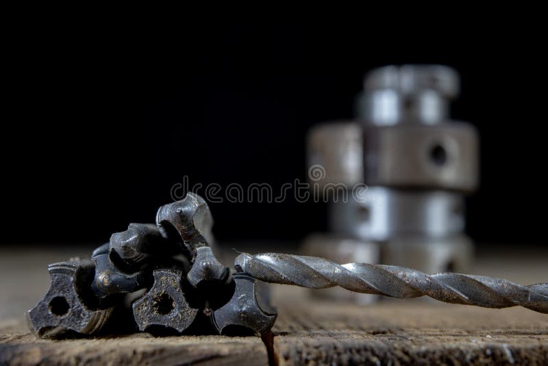 Metalwork tools on the workshop table. Threading dies and taps i royalty free stock images