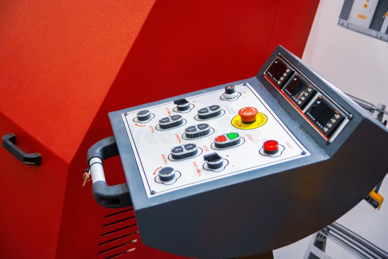 Metalworking Equipment Control Panel. Control Buttons on the Industrial
