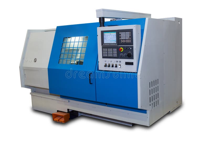 Metalworking tokarka z ochronnym casing zdjęcie stock Metalworking tokarka z ochronnym casing zdjęcie stock
