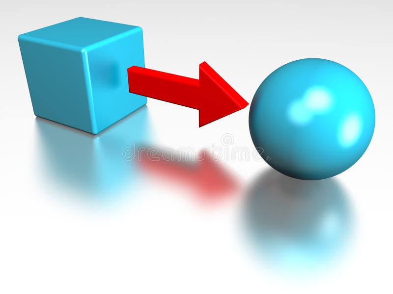 3D representation of a cube converted into a sphere, representing notions such as conversion, transformation, processing, change, formating and education. 3D representation of a cube converted into a sphere, representing notions such as conversion, transformation, processing, change, formating and education