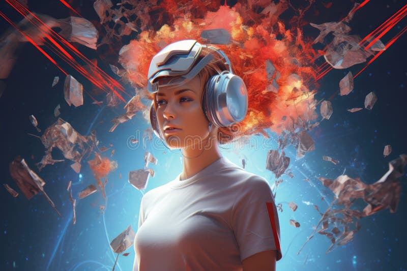 Metaverse technology concept VR virtual reality Metaverse Visualization simulation royalty free illustration