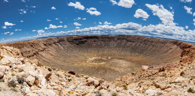 Meteor-Kraterpanoramablick, in Winslow, Arizona, USA lizenzfreies stockfoto Meteor-Kraterpanoramablick, in Winslow, Arizona, USA lizenzfreies stockfoto