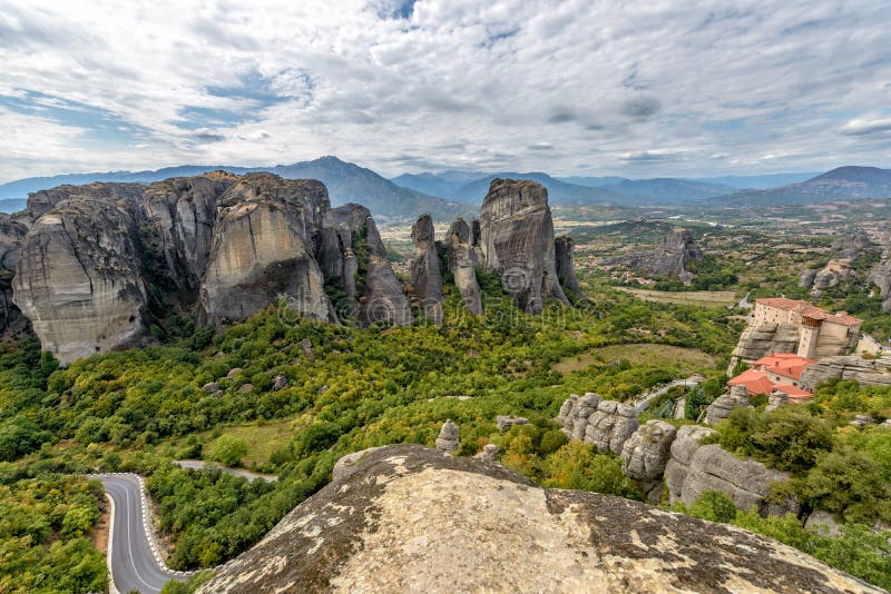 Meteora rocks and monastery in Greece