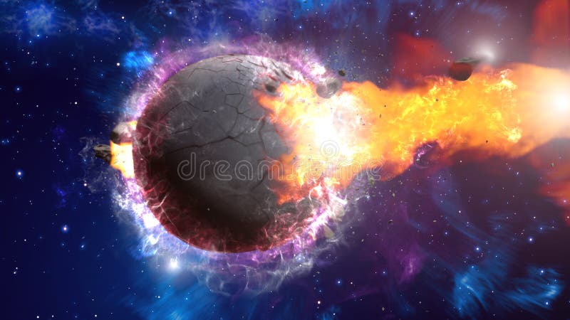 Meteorit, der gegen Planetenerde kollidiert stock abbildung