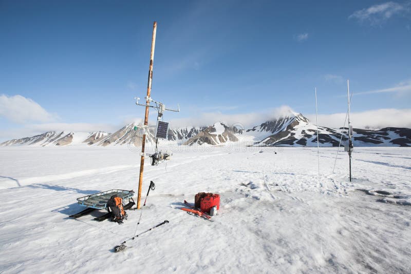 Meteorological Station on the Arctic Glacier Stock Image Image of