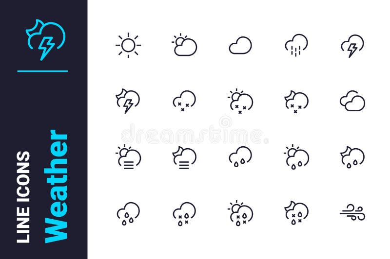 Meteorological weather forecast icons set vector illustration